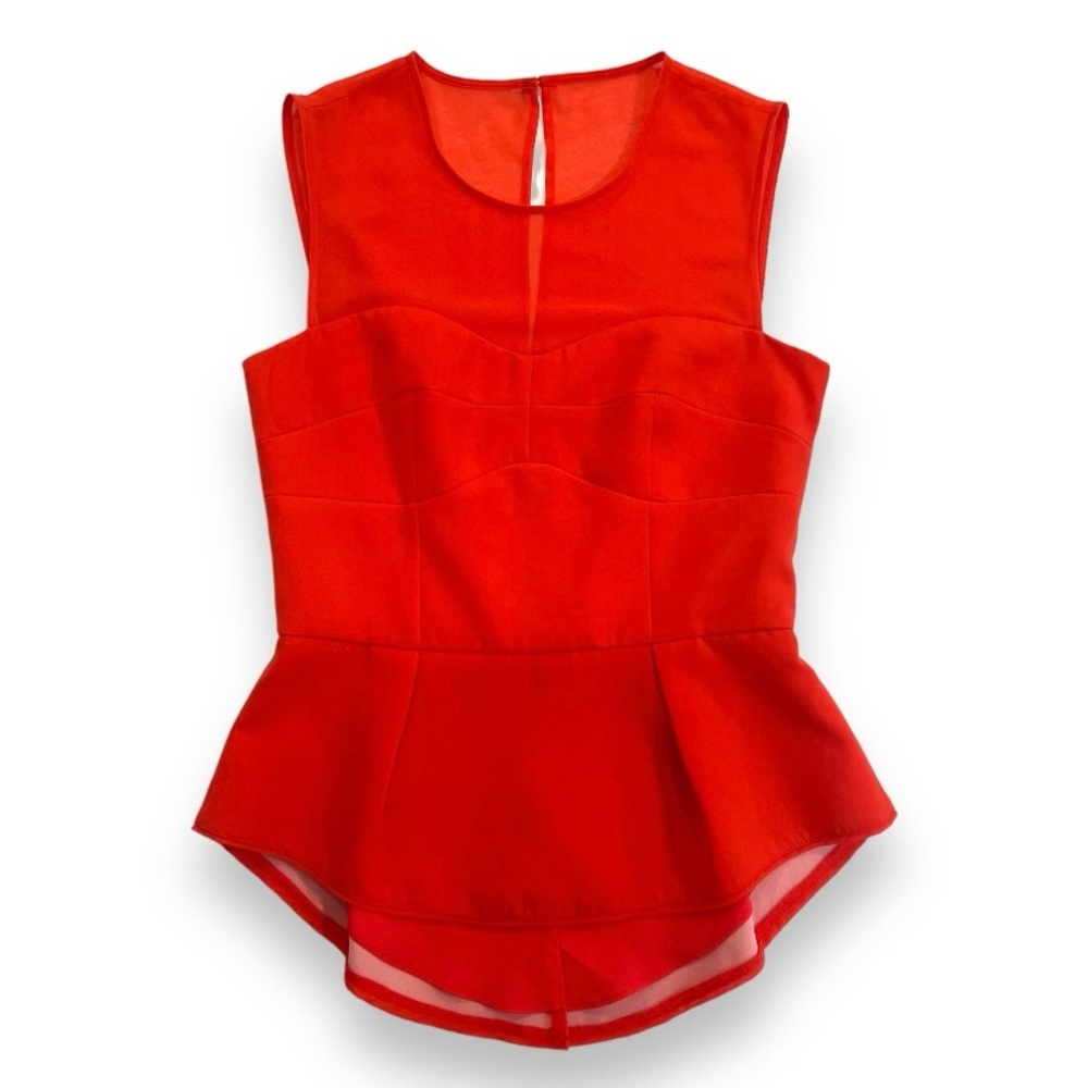 BCBG Red Peplum Sleeveless Tank Top